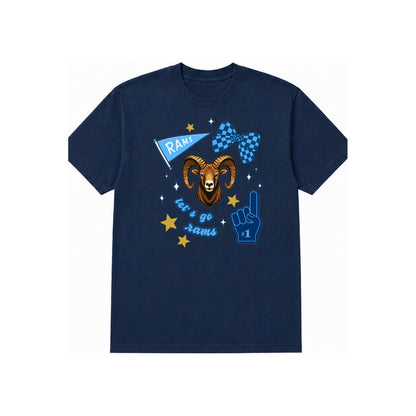 Rams Fun adult T-shirt Navy with centered consistent-size DTF print