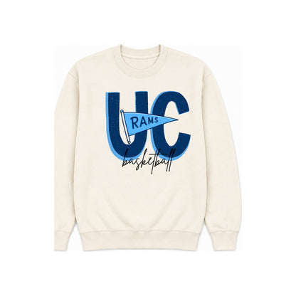 Rams Pennant sweatshirt Ivory — centered standard-size print at corrected chest height