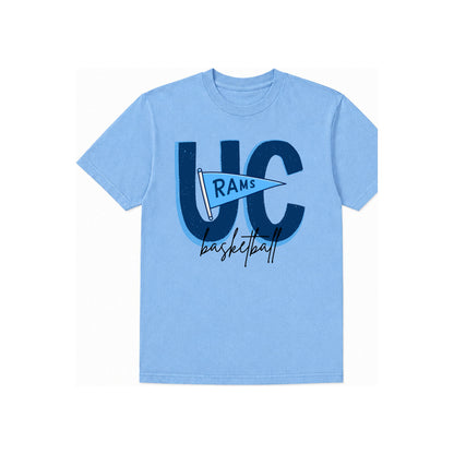 Rams Pennant T-shirt Carolina Blue — centered standard-size print at corrected chest height