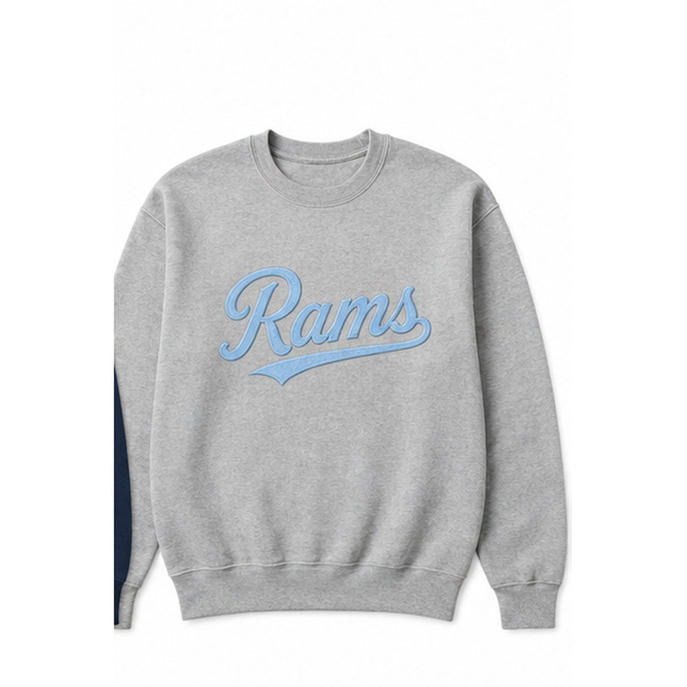 Rams Retro embroidered sweatshirt in gray with carolina stitching