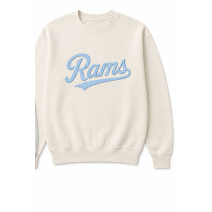 Rams Retro embroidered sweatshirt in ivory with carolina stitching