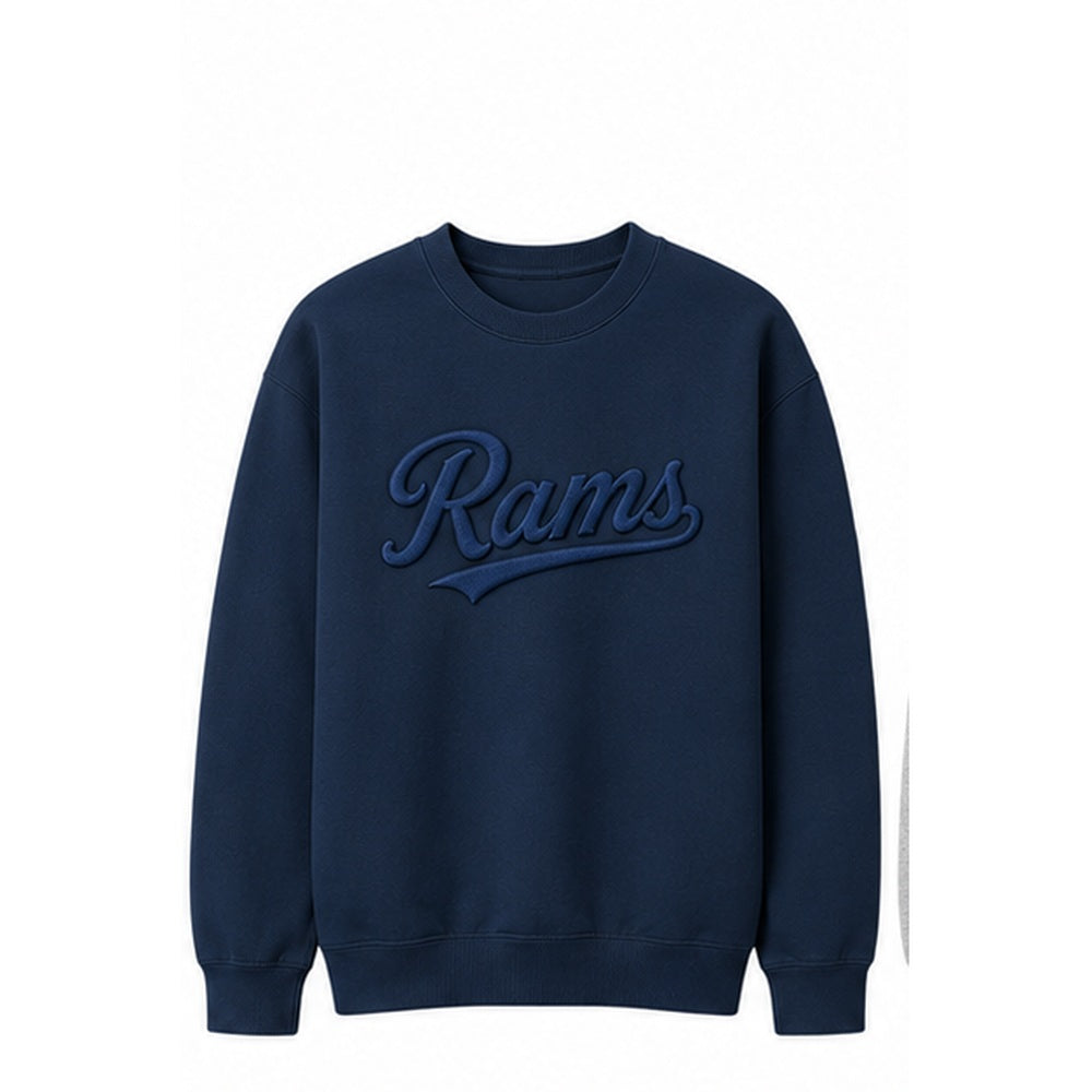 Rams Retro embroidered sweatshirt in navy with navy stitching